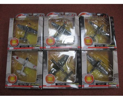 Six Corgi 1:72nd Scale 'The Aviation Archive' Warbirds Series Diecast Model Military Aircraft to include #WB99603 Hawker Hurr