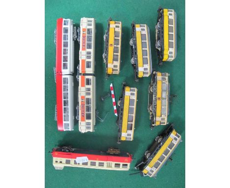 Nine HO Gauge Unboxed Continental Outline Railcars, comprising - six by hand, two with pantographs, a Roco Articulated "Jager