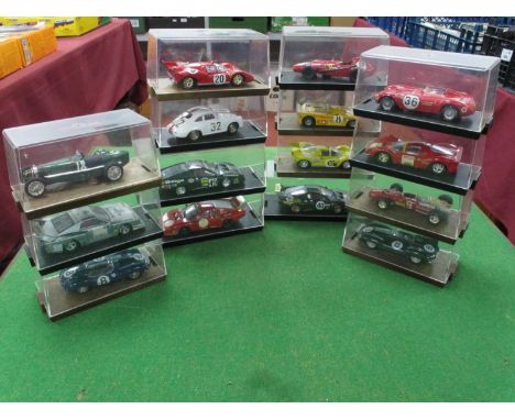 Fifteen 1:43 Scale Diecast Model Le Mans and Sports Cars mostly by Brumm, to include Porsche 356, Cased.