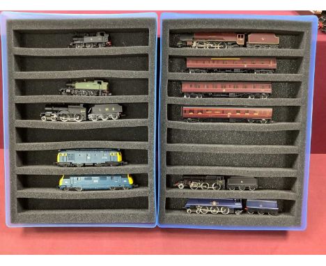 Eight 'N' Gauge/2mm Unboxed Locomotives, comprising a Grafar 4-6-2 Merchant Navy Class "Channel Packet" BR blue R/No 35001; a