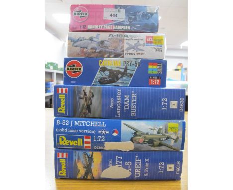 Six 1:72nd Scale Plastic Model Military Aircraft Kits by Revell, Airfix, Academy to include #04616 Heinkel He 177 A-5 &amp; F