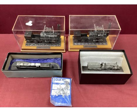 Four Pewter Static Steam Tender Locomotives Models, comprising two Bachmann "Locomotives 1" 1829 0-4-0 Celebration 175 items,