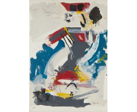 Larry Rivers (American, 1923 - 2002). Color lithograph on paper titled "Jack of Spades," 1960, depicting an abstracted playin
