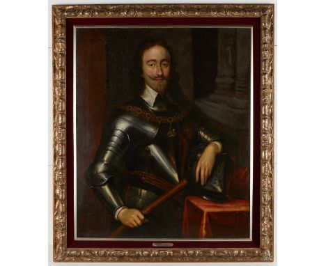 After William Dobson (English, 1611-1646). Oil on canvas portrait of King Charles I of England (1600-1649). The king is dress