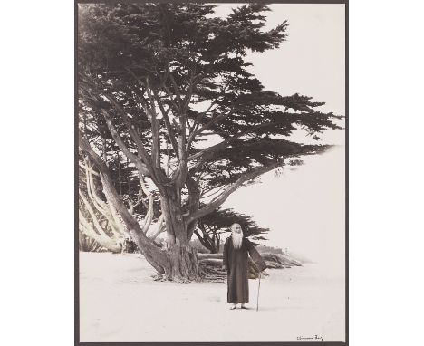 Chin San Long (Lang Jingshan) (Chinese, 1892-1995). Photograph titled "Taking a Stroll," depicting the painter Zhang Daqian (