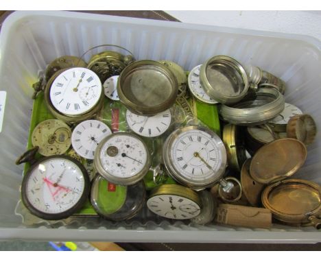 POCKET WATCHES, a box containing a Yards Chronograph style pocket watch in plated case, other pocket watches in plated cases 
