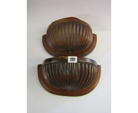 BRACKET SHELVES, pair of carved fluted mahogany bracket shelves 