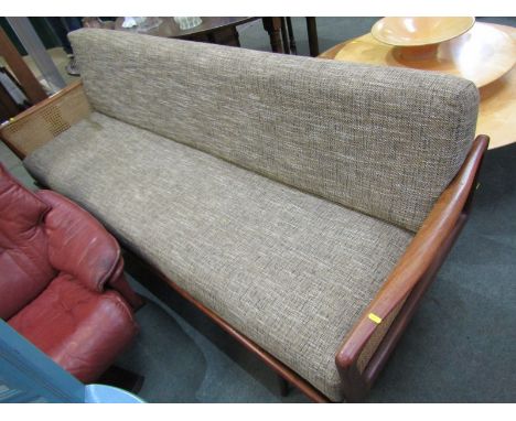 RETRO, Danish 3 seater sofa by France &amp; So, designed by Peter Hvidt and Orla Molgaard, teak framework with rattan sides a