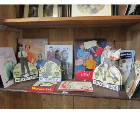 ADVERTISING, good display of vintage advertising fashion boards including Hamiltons Scarves and Walker Lane Brand 