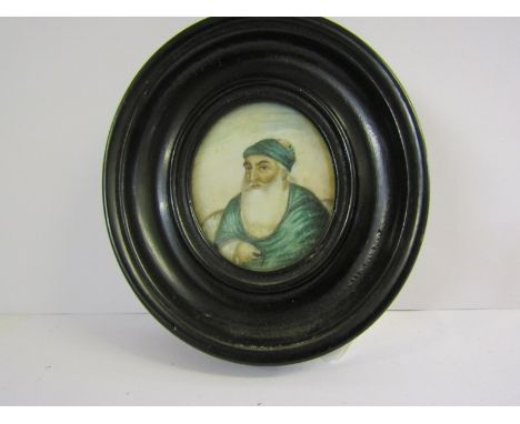 PERSIAN MINIATURE, oval framed portrait of Bearded Nobleman, 2" height 