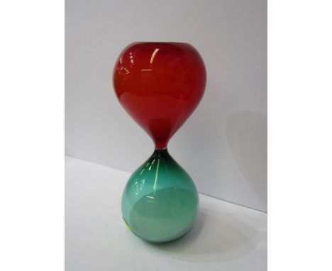 RETRO ITALIAN GLASS, Murano coloured glass hour sand timer designed by Venini, 10" 