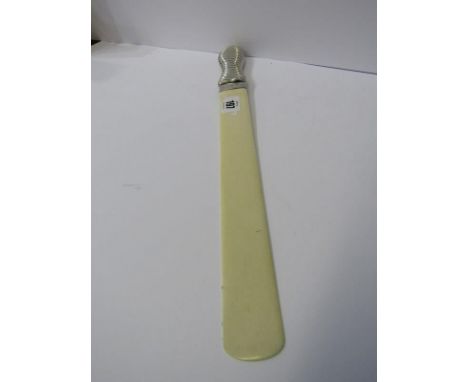 EDWARDIAN IVORY PAPER TURNER, HM silver writhen handle grip, London 1906, 16.5" length 