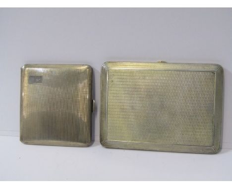 ART DECO SILVER CIGARETTE CASES, with engine turned decoration, 241 grams 