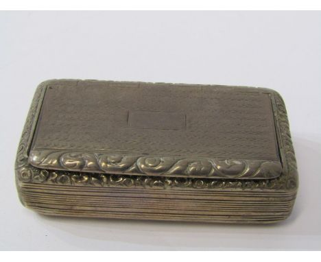 GEORGIAN SNUFF BOX, gilt lined silver snuff box, vacant cartouche 