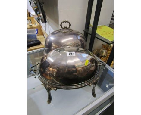 SILVER PLATE, domed top breakfast tureen and Victorian meat dome 