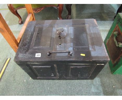 CAST IRON VINTAGE FLOOR SAFE WITH KEY, 21" width 