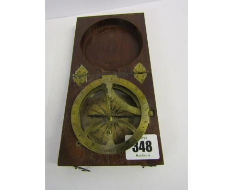 GEORGIAN-STYLE PORTABLE SUNDIAL COMPASS, mahogany cased signed 'W &amp; S Jones, London', 4" width 