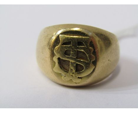 VINTAGE GOLD SIGNET RING, testing high carat, possibly 18ct, 20 grams in weight, size P/Q 