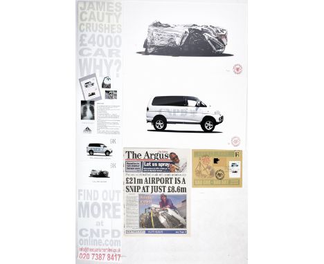 James Cauty (British, b. 1956) Bad Car Bad Art  Set of 2 Pop Edition Giclee prints, with 1st Day Issue Stamps and press relea