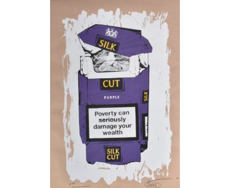 K-Guy (British, b. 1968)Tr*ash - Poverty Can Seriously Damage Your Wealth, 2007Rare 3 colour screen GIFT print on textured go