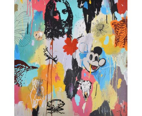 Dan Baldwin (British, b. 1972) Disneyland Horrorshow / Politics Fuck Up #1, 2006 Giclee and silkscreen print with varnish on 