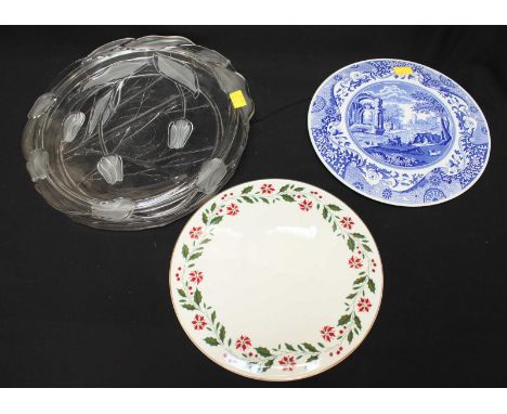 SECTION 32.  A Copeland Spode Italian blue landscape platter, together with a clear and frosted glass dish, and another platt