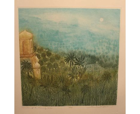 Michael Oeln, "garden at the heavenly villa," signed, titled and numbered 63/100, colour print, (lacking glass), 40x40cm, tog