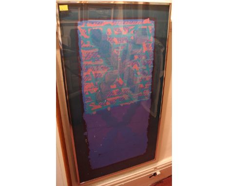 John Loker, (British b1938-) "Double Crossover VIII," unsigned, title inscribed verso, silkscreen print, 96x51cm in aluminium