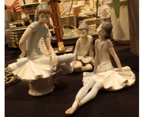 Two Lladro ballerinas and one nao