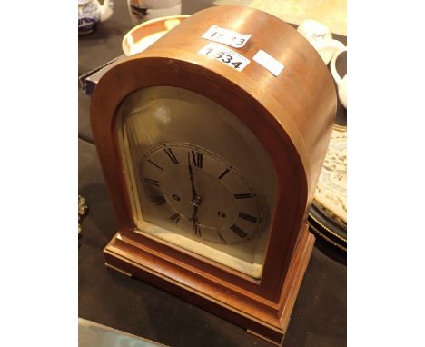 Gustav Becker Silesia domed chime bracket clock with key and pendulum