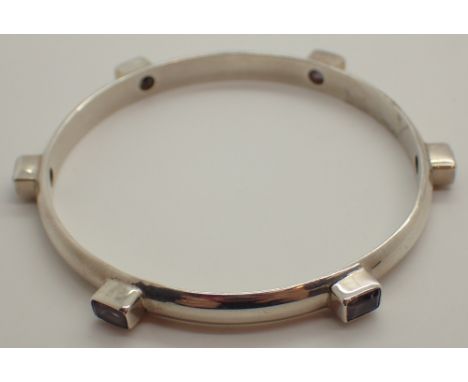 925 stamped amethyst set silver bangle