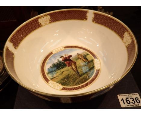 Boxed Royal Worcester golfing bowl D: 23 cm ( box A/F ) 