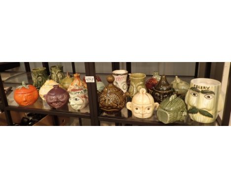 Large collection of novelty ceramic preserve and condiment pots