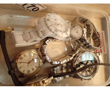 Box of mixed wristwatches including Rotary etc
