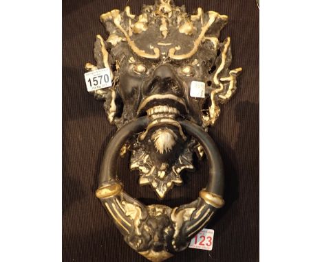 Large cast metal door knocker H: 34 cm