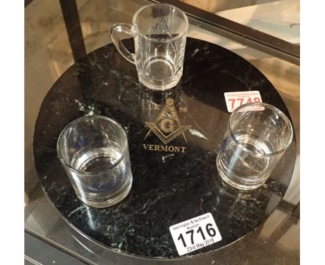 Masonic marble spinning glass knocker D: 27 cm