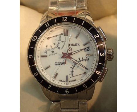 Boxed new old stock gents intelligent quartz stainless steel Timex wristwatch on matching strap  CONDITION REPORT: This item 