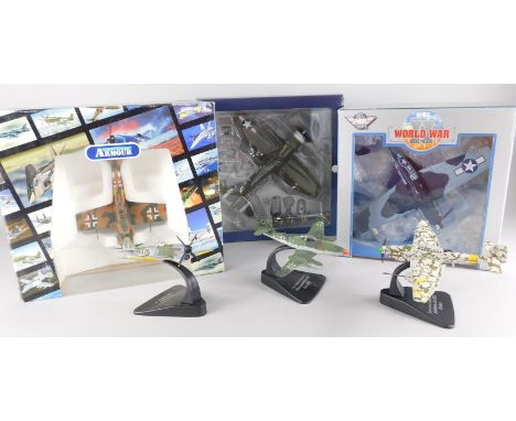A Hobbymaster PE-37 Thunderbolt model aeroplane, a Franklin Mint precision model aeroplane and a P-47 Thunderbolt model aircr