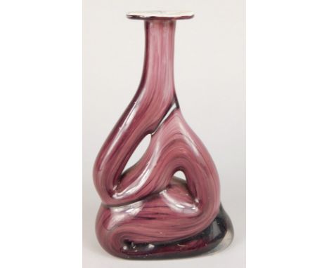 A purple and white art glass vase, indistinctly signed to underside, 18cm high.