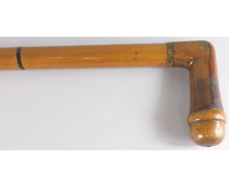 An early 20thC walking stick/pipe, with hidden pipe components etc., 87cm long