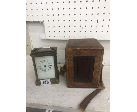 A French brass cased carriage clock in case circa 1900