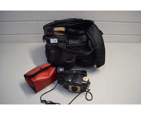 CAMERA BAG CONTAINING CAMERAS, KODAK BROWNIE ETC