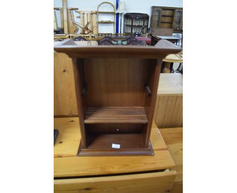 SMALL MAHOGANY WALL SHELF UNIT, 54CM HIGH