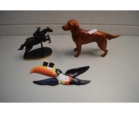 CARLTON WARE GUINNESS ADVERTISING WALL MOUNTED TOUCAN TOGETHER WITH A FURTHER NOVELTY TABLE LIGHTER FORMED AS A HORSE AND JOC