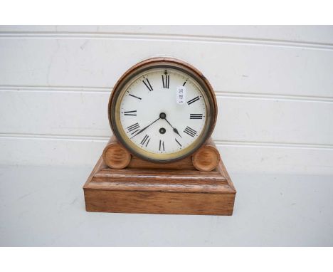 LATE 19TH/EARLY 20TH CENTURY MANTEL CLOCK WITH FADED HARDWOOD CASE