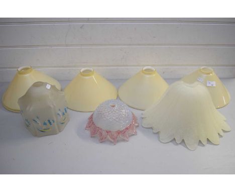 COLLECTION OF VARIOUS VINTAGE GLASS LIGHT SHADES