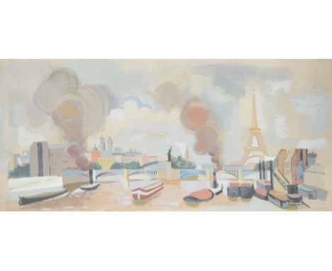 Lhote A., boats on the Seine in Paris, lithograph, signed out of the image, 49 x 76 cm 
