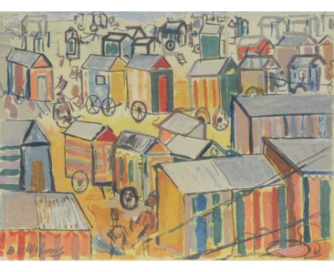 Wolvens H.V., a view of the beach, dated 1966, lithograph, 26/50, 53,5 x 73,5 cm