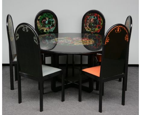 A table and six chairs, "The Four Cardinal Points", limited edition; Furniture-Art-Series by Rosenthal; Design by Bjorn Wiinb