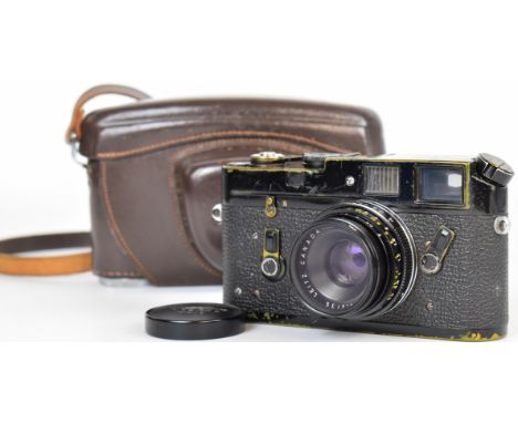 Leica M4 35mm rangefinder camera with black body, serial number 1225446, circa 1969, fitted with Leitz Canada Summicron 1:2/3